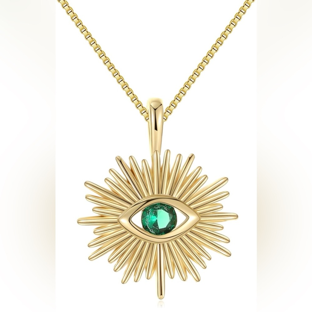 Evil Eye Necklace 18K Gold Plated Necklaces Dainty Sunflower  Thin Gold Chain